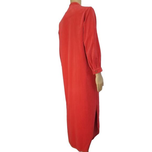 VINTAGE VELVET Boho Long Red Jacket Floor Length Side Slits Gold Button SZ Small - Picture 5 of 6